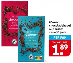 Hoogvliet G'woon chocoladehagel aanbieding