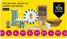 Leen Bakker Alle servies, glazen en bestek met sticker aanbieding