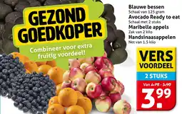 Hoogvliet Blauwe bessen, Avocado Ready to eat, Maribelle appels of Handsinaasappelen aanbieding
