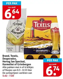 Hoogvliet Brand, Texels, Desperados, Hertog Jan Speciaal, Karmeliet of Grimbergen aanbieding