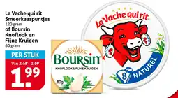 Hoogvliet La Vache qui rit Smeerkaaspuntjes of Boursin Knoflook en Fijne Kruiden aanbieding