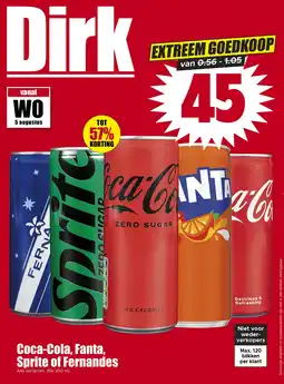Dirk Coca-Cola, Fanta, Sprite of Fernandes aanbieding