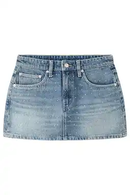 Wehkamp Mango korte spijkerrok met strass-steentjes - mediumblauw aanbieding