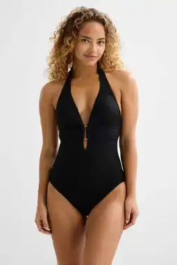 Wehkamp BEACHWAVE corrigerend badpak met lurex en textuur zwart aanbieding