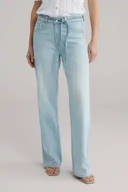 Wehkamp WE Fashion Blue Ridge highwaist wide leg jeans light blue denim aanbieding