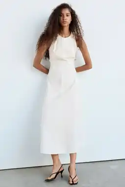 Wehkamp Mango midi zomerjurk - beige aanbieding
