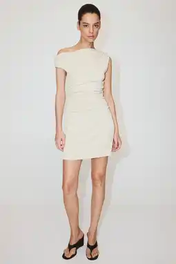 Wehkamp Mango off shoulder korte jurk - beige aanbieding