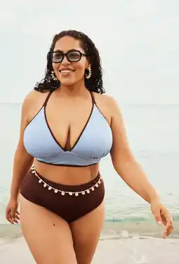 Wehkamp Zizzi reversible bikinitop SENYA bruin/lichtblauw aanbieding