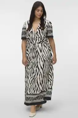 Wehkamp VERO MODA CURVE korte jurk met zebraprint zwart aanbieding
