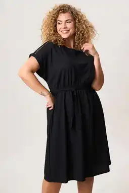 Wehkamp Miss Etam Plus midi jurk met ceintuur - zwart aanbieding