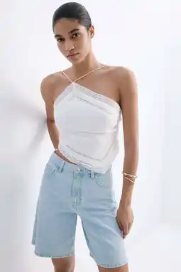 Wehkamp Mango denim regular waist straight leg bermuda short - lichtblauw aanbieding