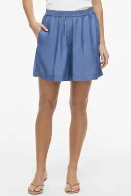 Wehkamp VILA high wide leg korte broek - mediumblauw aanbieding