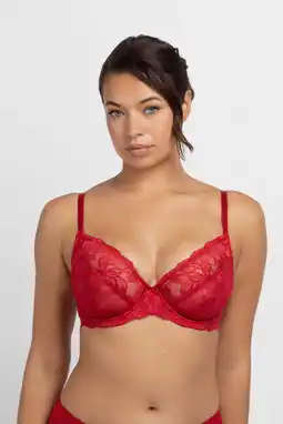 Wehkamp Dorina Curve niet-voorgevormde beugelbh Perfect Lace rood aanbieding