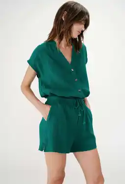 Wehkamp Grace & Mila regular highwaist casual short donkergroen aanbieding