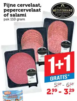 Coop Meesterhand fijne cervelaat, pepercervelaat of salami aanbieding