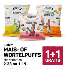 Ekoplaza Biobim MAIS- OF WORTELPUFFS aanbieding