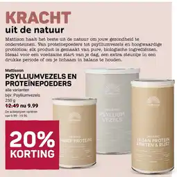 Ekoplaza Mattisson psylliumvezels en proteïnepoeders aanbieding