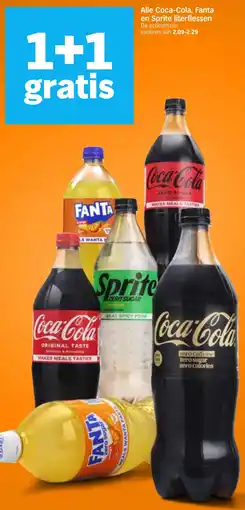 Albert Heijn Alle Coca-Cola, Fanta en Sprite literflessen aanbieding