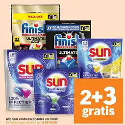 Albert Heijn Alle Sun vaatwascapsules en Finish aanbieding