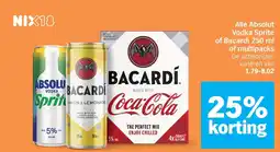 Albert Heijn Alle Absolut Vodka Sprite of Bacardi of multipacks aanbieding