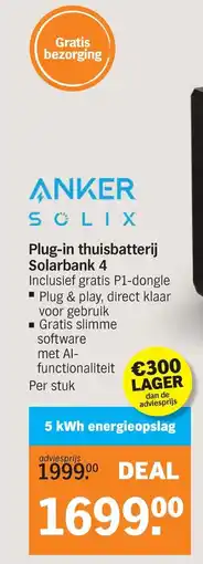 Albert Heijn Plug-in thuisbatterij Solarbank 4 aanbieding