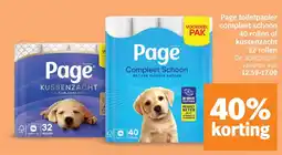 Albert Heijn Page toiletpapier compleet schoon 40 rollen of kussenzacht 32 rollen aanbieding