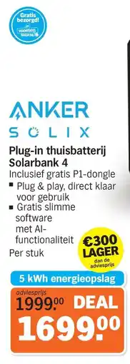 Albert Heijn Plug-in thuisbatterij Solarbank 4 aanbieding