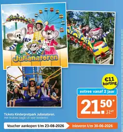 Albert Heijn Tickets Kinderpretpark Julianatoren. aanbieding