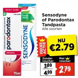 Vomar Voordeelmarkt Alle Sensodyne of Parodontax Tandpasta aanbieding