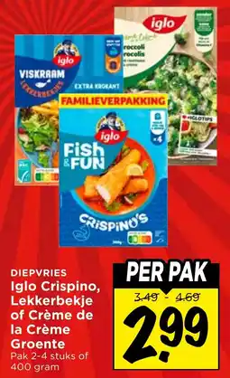 Vomar Voordeelmarkt Iglo Crispino, Lekkerbekje of Crème de la Crème Groente aanbieding