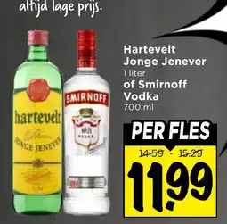 Vomar Voordeelmarkt Hartevelt Jonge Jenever of Smirnoff Vodka aanbieding