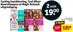 Kruidvat Casting haarkleuring, Cool Silver kleurshampoo en Magic Retouch uitgroeispray aanbieding