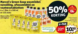 Kruidvat Marcel's Green Soap wasmiddel navulling, afwasmiddel en vaatwastabletten aanbieding