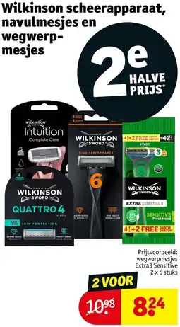 Kruidvat Wilkinson scheerapparaat, navulmesjes en wegwerpmesjes aanbieding