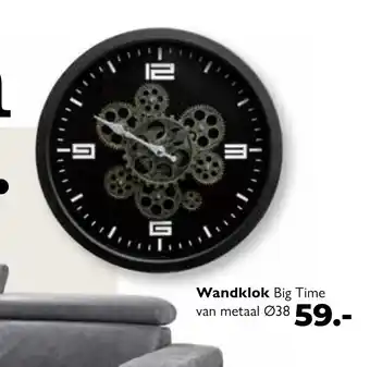 Knibbeler Meubelen Wandklok big time van metaal aanbieding