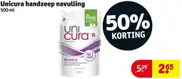 Kruidvat Unicura handzeep navulling aanbieding