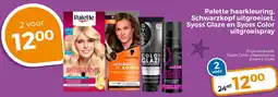 Trekpleister Palette haarkleuring, schwarzkopf uitgroeiset, syoss glaze en syoss color uitgroeispray aanbieding