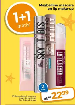 Trekpleister Maybelline mascara en lip make-up aanbieding