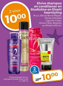 Trekpleister Elvive shampoo en conditioner en studioline en elnett haarstyling aanbieding