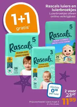 Trekpleister Rascals luiers en luierbroekjes aanbieding