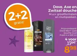 Trekpleister Dove, axe en zwitsal douche aanbieding