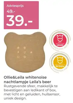 Prenatal Ollie&leila whitenoise nachtlampje leila's beer aanbieding