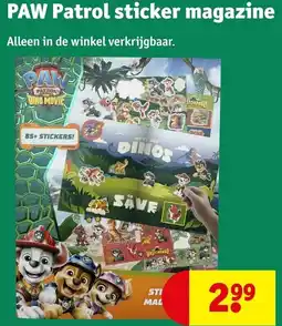 Kruidvat PAW Patrol sticker magazine aanbieding