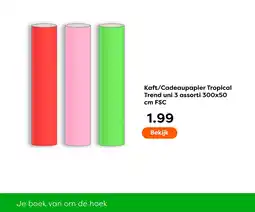 The Read Shop Kaft/cadeaupapier tropical trend uni 3 assorti aanbieding
