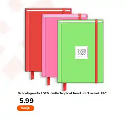 The Read Shop Schoolagenda 2026 studie tropical trend uni 3 assorti fsc aanbieding