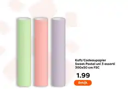 The Read Shop Kaft/Cadeaupapier Sweet Pastel uni 3 assorti FSC aanbieding