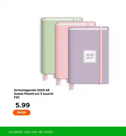 The Read Shop Schoolagenda 2026 A6 Sweet Pastel uni 3 assorti FSC aanbieding