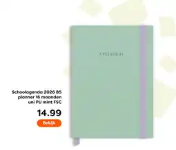 The Read Shop Schoolagenda 2026 B5 planner 16 maanden uni PU mint FSC aanbieding