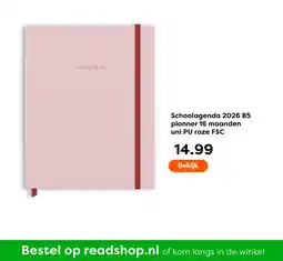 The Read Shop Schoolagenda 2026 B5 planner 16 maanden uni PU roze FSC aanbieding