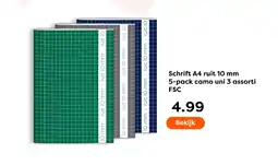 The Read Shop Schrift A4 ruit 10 mm 5-pack camo uni 3 assorti FSC aanbieding